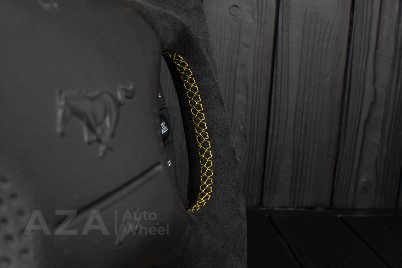 Steering wheel Ford Mustang GT Cobra Carbon fiber/Alcantara/Yellow stripe (can be any color) - Image 13