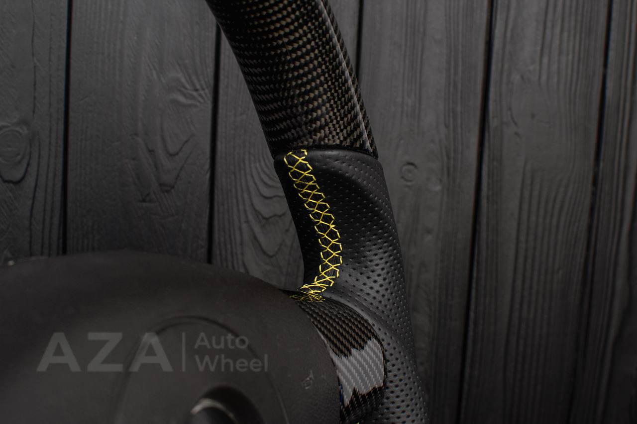 Steering wheel 2006-2011 Corvette C6 Carbon fiber/Perforated leather/Yellow stripe - Image 8
