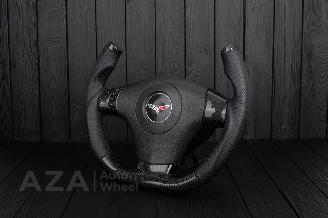 Steering wheel 2006-2011 Corvette C6 Jet style Carbon fiber/Perforated leather - Image 4