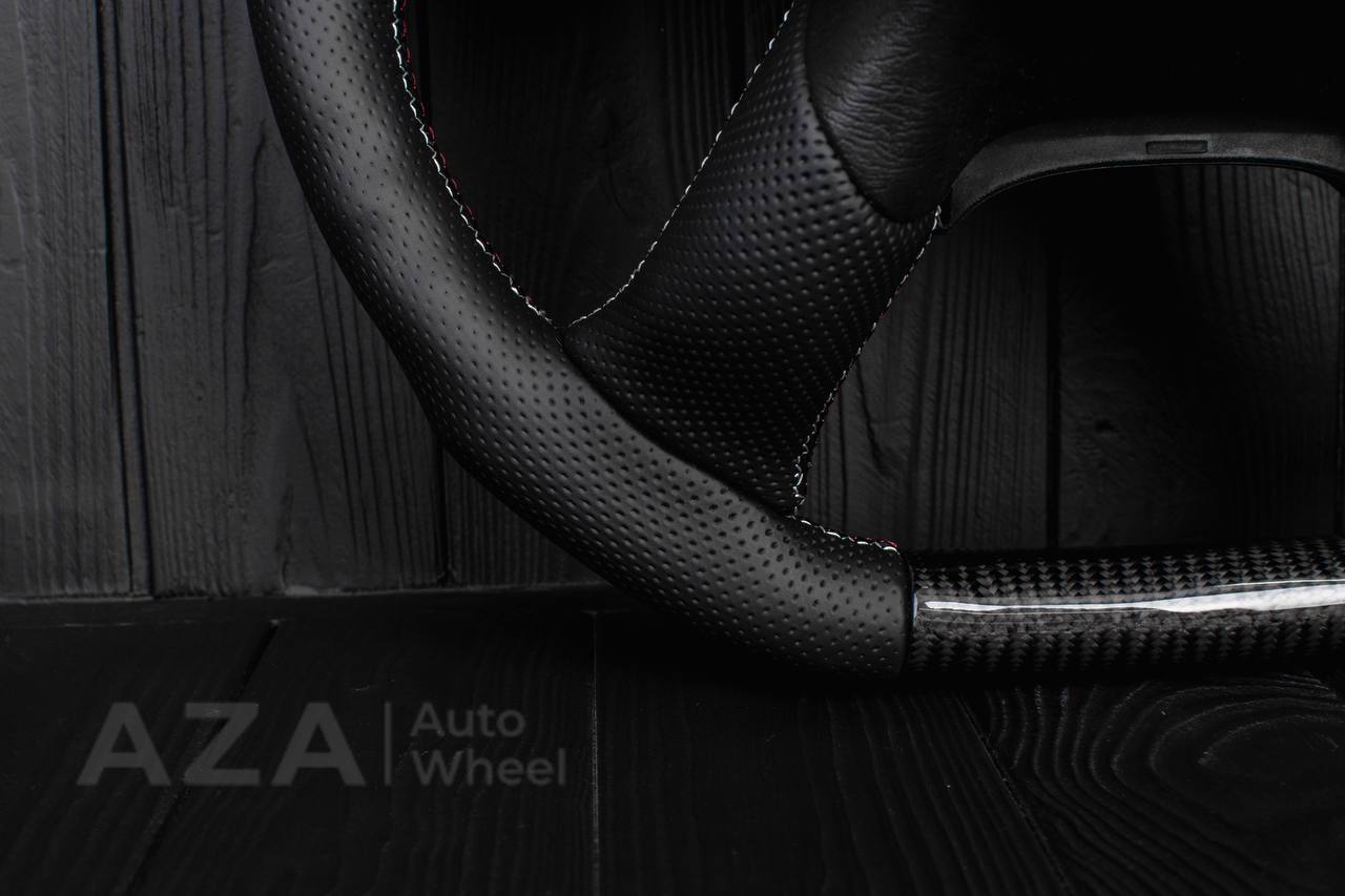 Steering wheel Hummer H2 Carbon fiber/Perforated leather/Red/black/Red stripe - Image 8