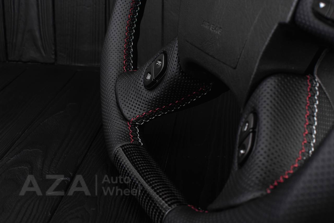 Steering wheel Hummer H2 Carbon fiber/Perforated leather/Red/black/Red stripe - Image 9