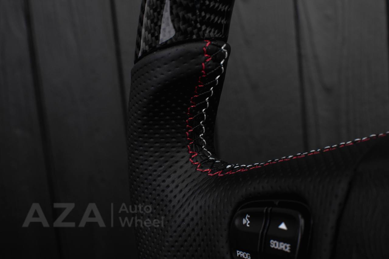 Steering wheel Hummer H2 Carbon fiber/Perforated leather/Red/black/Red stripe - Image 10