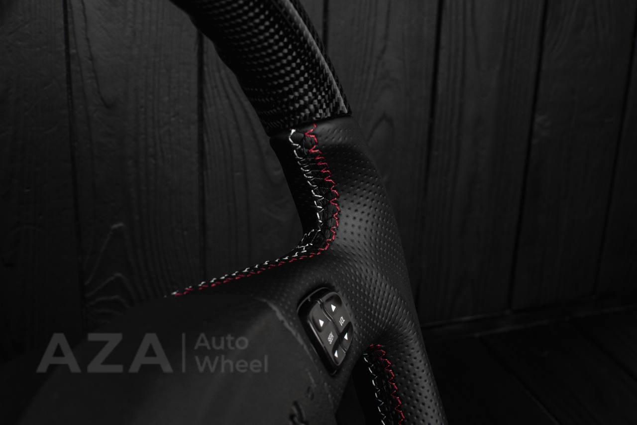 Steering wheel Hummer H2 Carbon fiber/Perforated leather/Red/black/Red stripe - Image 13