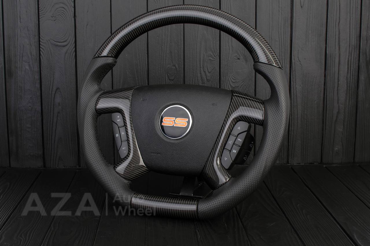 Steering wheel GM SILVERADO, SIERRA, ESCALADE, 2007-2014 Carbon fiber/Perforated leather - Image 3