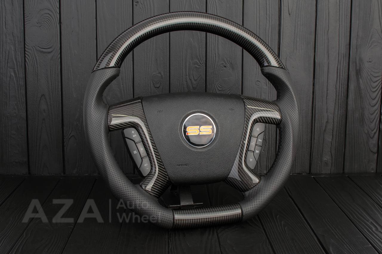 Steering wheel GM SILVERADO, SIERRA, ESCALADE, 2007-2014 Carbon fiber/Perforated leather - Image 6