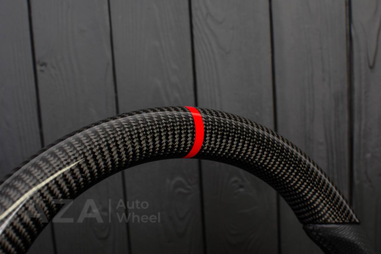 Steering wheel GM, Tahoe, Silverado, Sierra truck (1995-1997) Carbon fiber/Napa/Perforated leather/Red stripe (can be any color) - Image 7