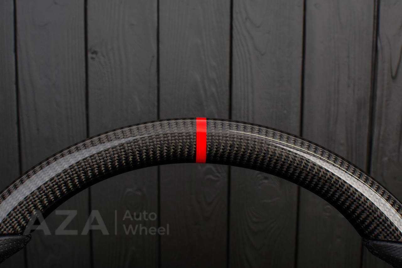 Steering wheel GM, Tahoe, Silverado, Sierra truck (1995-1997) Carbon fiber/Napa/Perforated leather/Red stripe (can be any color) - Image 8
