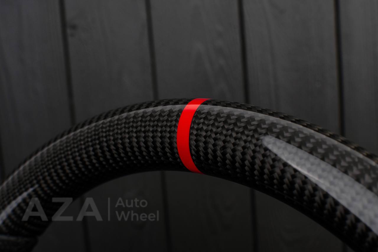 Steering wheel GM, Tahoe, Silverado, Sierra truck (1995-1997) Carbon fiber/Napa/Perforated leather/Red stripe (can be any color) - Image 9