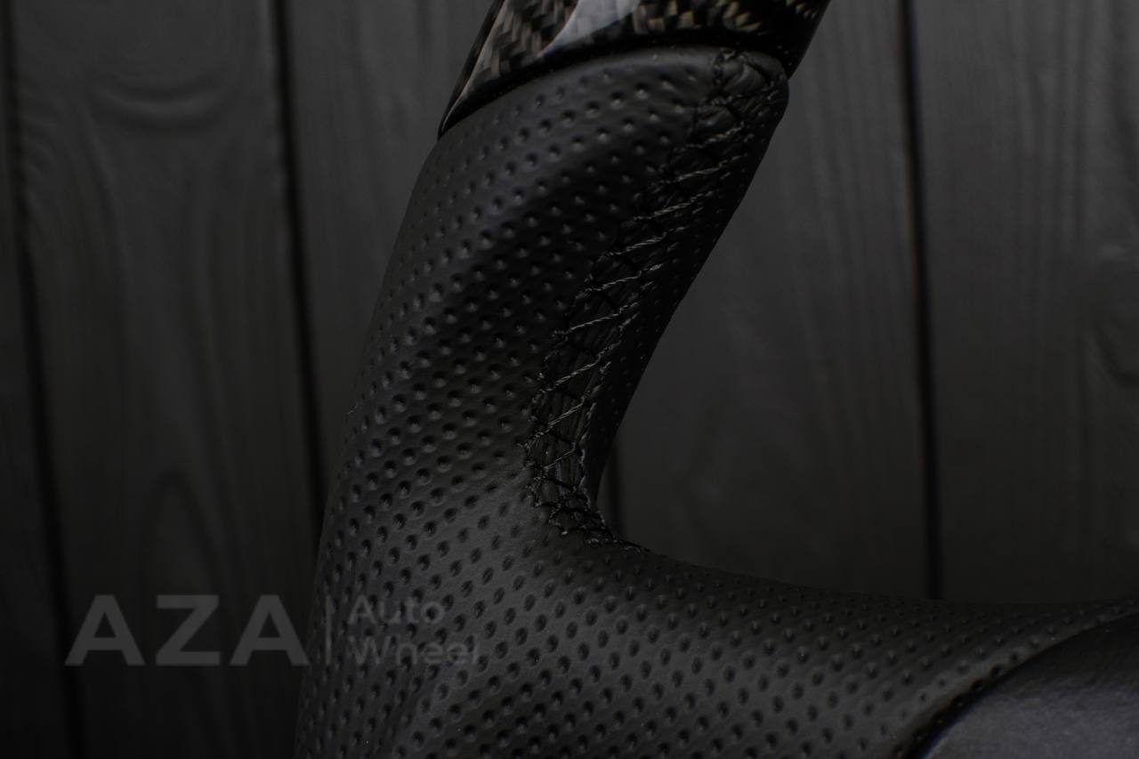 Steering wheel GM, Tahoe, Silverado, Sierra truck (1995-1997) Carbon fiber/Napa/Perforated leather/Red stripe (can be any color) - Image 11