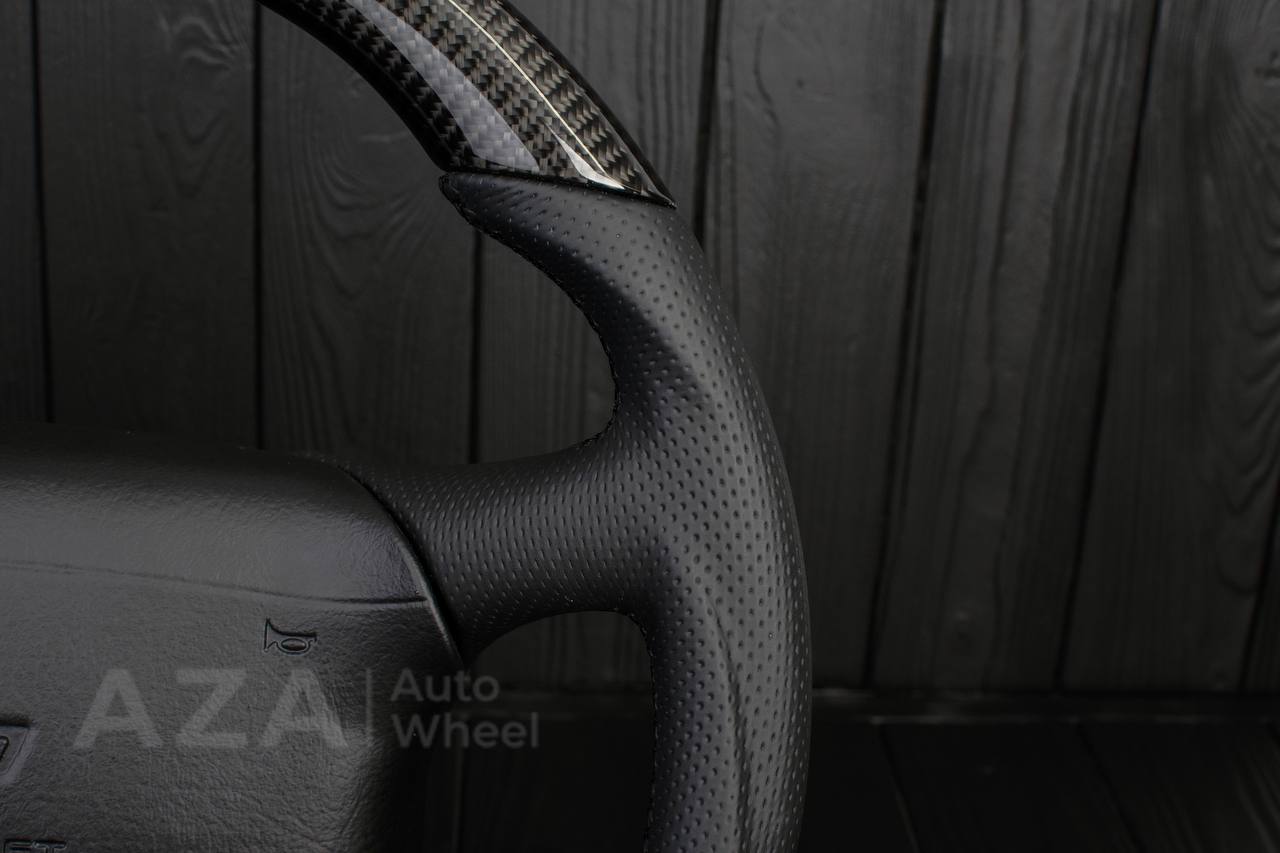 Steering wheel GM, Tahoe, Silverado, Sierra truck (1995-1997) Carbon fiber/Napa/Perforated leather/Red stripe (can be any color) - Image 16