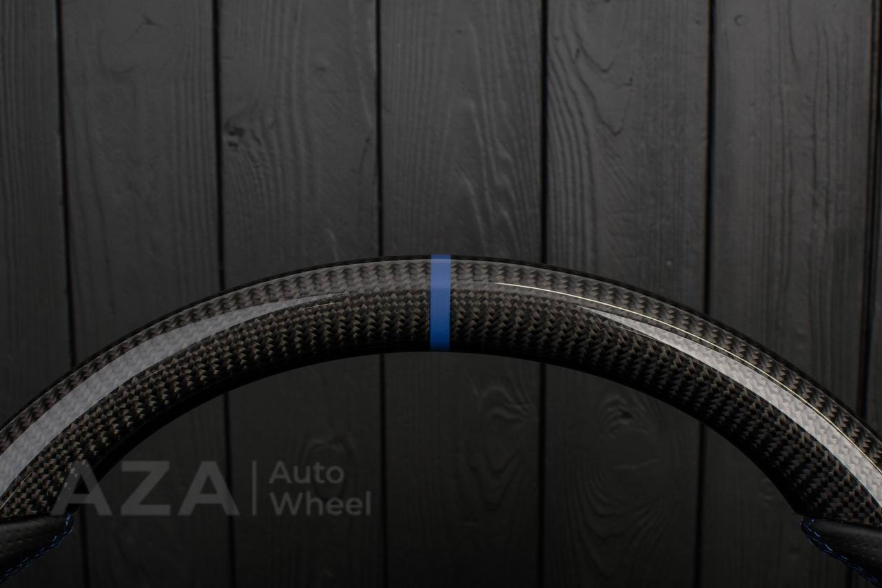 Steering wheel GM, Tahoe, Silverado, Sierra truck (1995-1997) Carbon fiber/Perforated leather/Blue stripe (can be any color) - Image 8