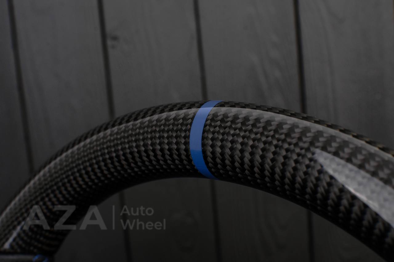 Steering wheel GM, Tahoe, Silverado, Sierra truck (1995-1997) Carbon fiber/Perforated leather/Blue stripe (can be any color) - Image 9