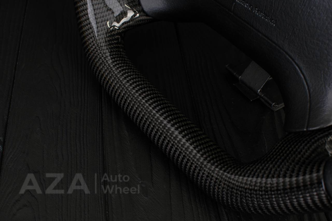 Steering wheel GM, Tahoe, Silverado, Sierra truck (1995-1997) Carbon fiber/Perforated leather/Blue stripe (can be any color) - Image 12