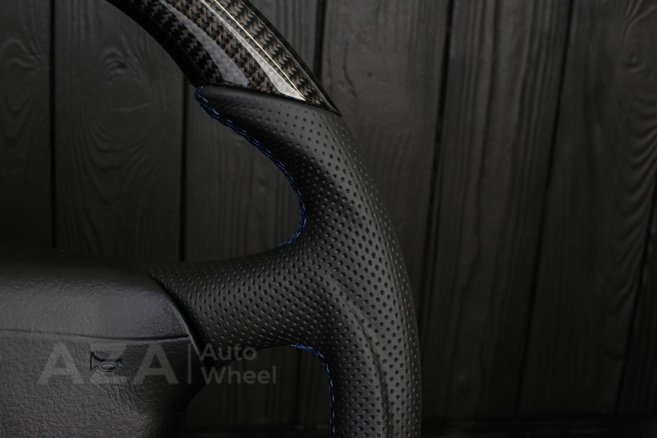 Steering wheel GM, Tahoe, Silverado, Sierra truck (1995-1997) Carbon fiber/Perforated leather/Blue stripe (can be any color) - Image 13