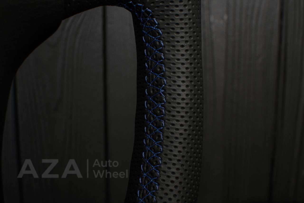 Steering wheel GM, Tahoe, Silverado, Sierra truck (1995-1997) Carbon fiber/Perforated leather/Blue stripe (can be any color) - Image 16