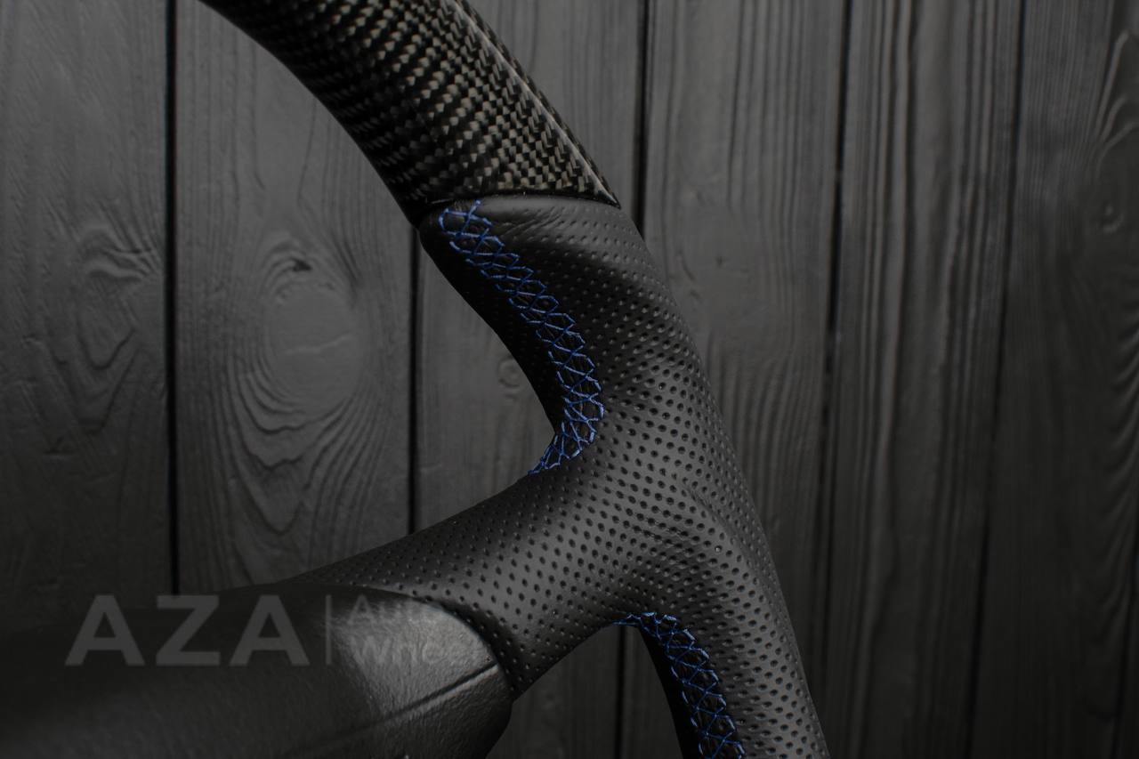 Steering wheel GM, Tahoe, Silverado, Sierra truck (1995-1997) Carbon fiber/Perforated leather/Blue stripe (can be any color) - Image 17