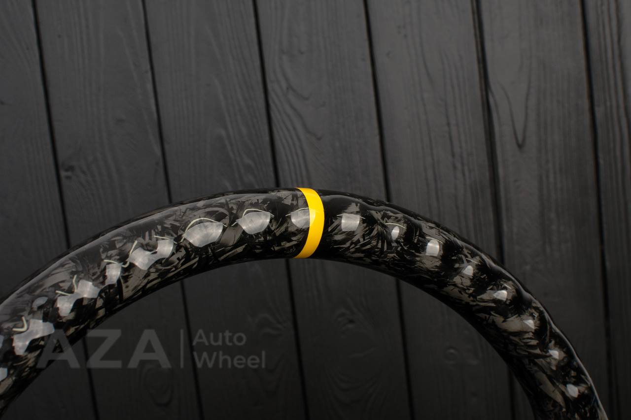 Steering wheel GM, Silverado, Sierra, Yukon, H2, Trailblazer (2003+) Forged carbon fiber/Alcantara/Yellow stripe (can be any color) - Image 7