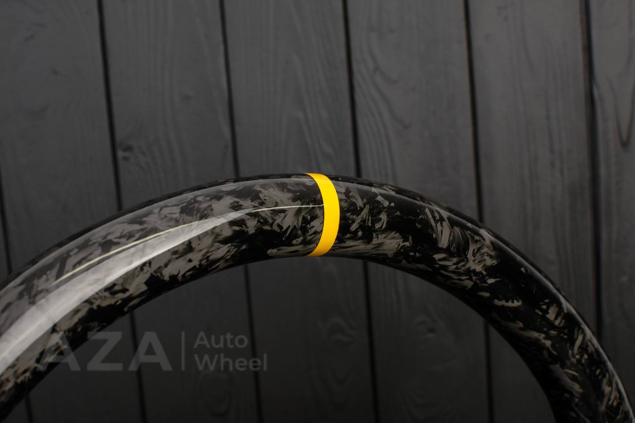 Steering wheel GM, Silverado, Sierra, Yukon, H2, Trailblazer (2003+) Forged carbon fiber/Alcantara/Yellow stripe (can be any color) - Image 9