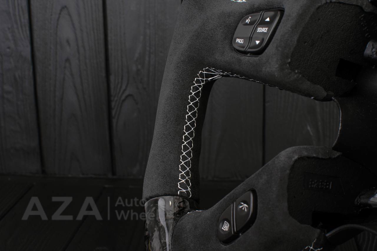 Steering wheel GM, Silverado, Sierra, Yukon, H2, Trailblazer (2003+) Forged carbon fiber/Alcantara/Yellow stripe (can be any color) - Image 12