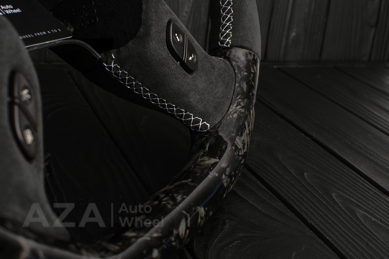 Steering wheel GM, Silverado, Sierra, Yukon, H2, Trailblazer (2003+) Forged carbon fiber/Alcantara/Yellow stripe (can be any color) - Image 15