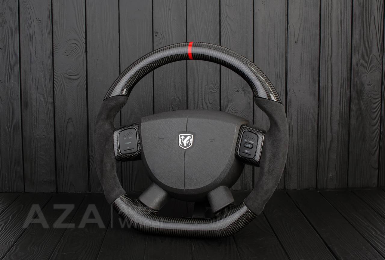 Steering Wheel Dodge 2004-2008 Carbon fiber/Alcantara/Red stripe - Image 3