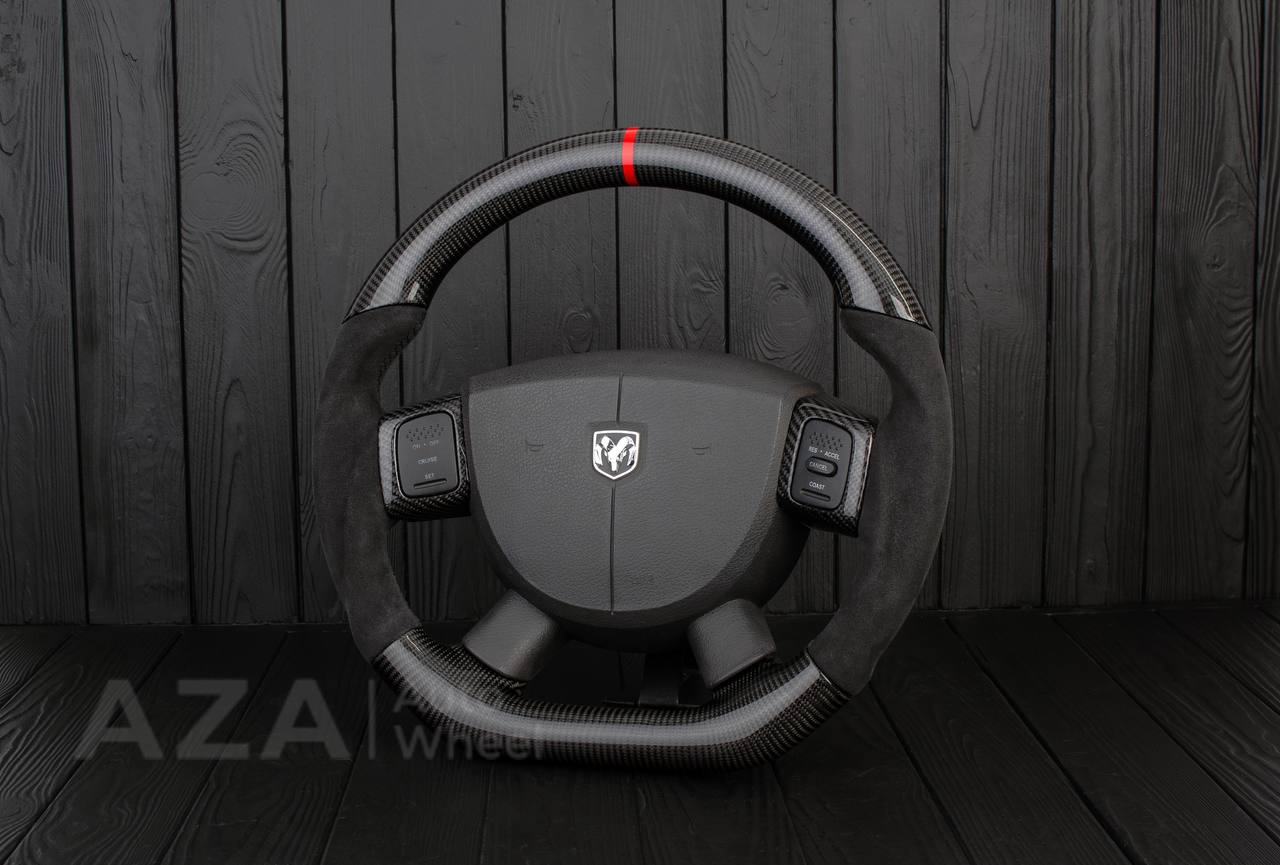 Steering Wheel Dodge 2004-2008 Carbon fiber/Alcantara/Red stripe - Image 5