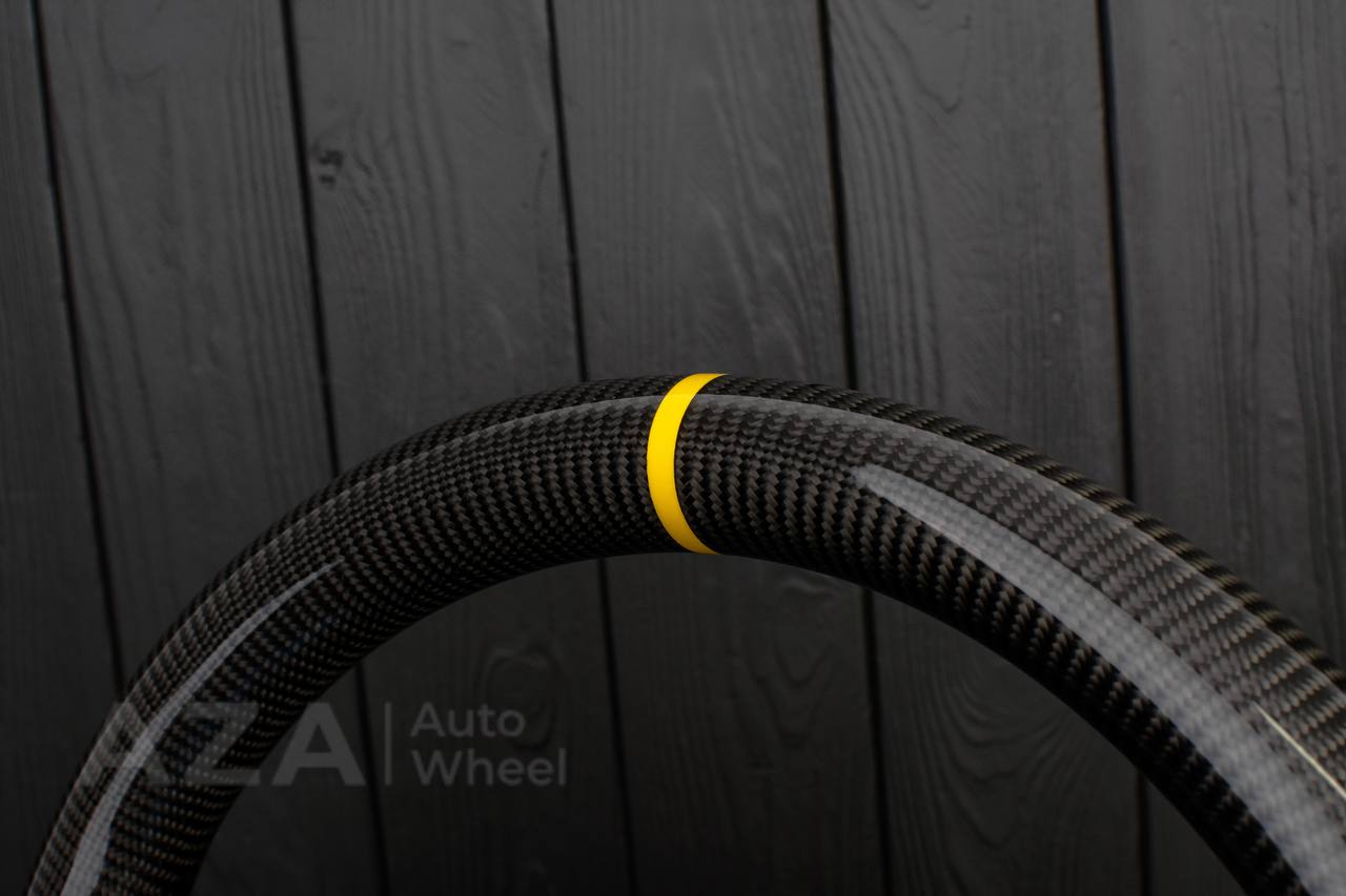 Steering wheel Corvette C5 Reduced diameter Carbon fiber/Perforated leather/Yellow stripe - Image 8