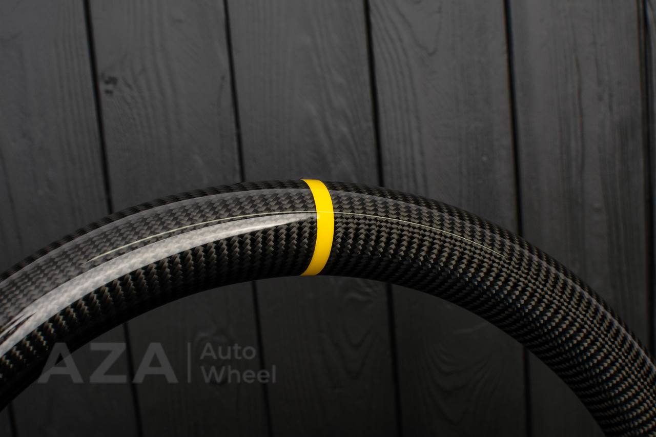 Steering wheel Corvette C5 Reduced diameter Carbon fiber/Perforated leather/Yellow stripe - Image 10