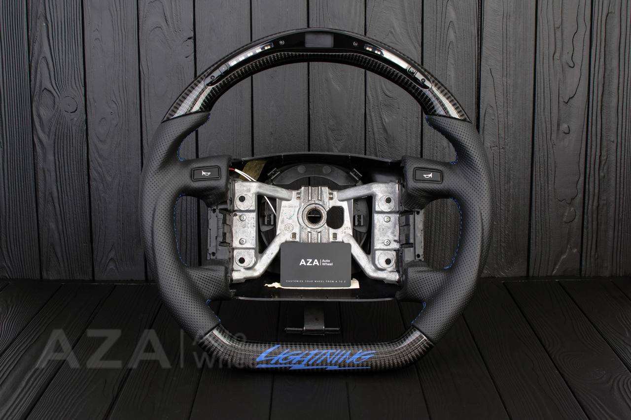Steering wheel Ford F150/Bronco 1992-1996 (can be any color stripe and stitch) Carbon fiber/Perforated leather/Led screen (only compatible with swapped power trains)