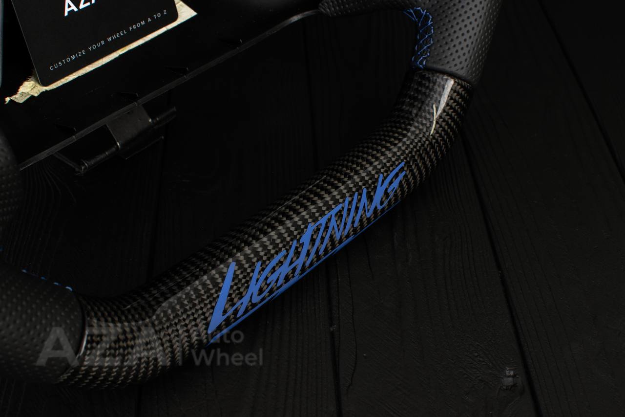 Steering wheel Ford F150/Bronco 1992-1996 (can be any color stripe and stitch) Carbon fiber/Perforated leather/Led screen (only compatible with swapped power trains) - Image 12