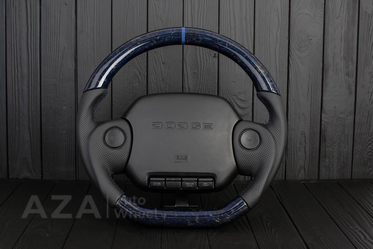 Steering wheel DODGE RAM 1994-1997 Forged blue carbon fiber/Napa italian leather/Blue stripe