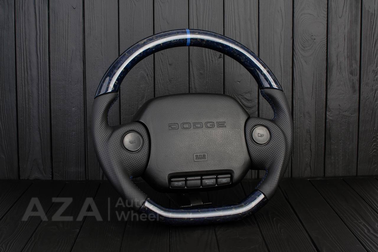 Steering wheel DODGE RAM 1994-1997 Forged blue carbon fiber/Napa italian leather/Blue stripe - Image 4
