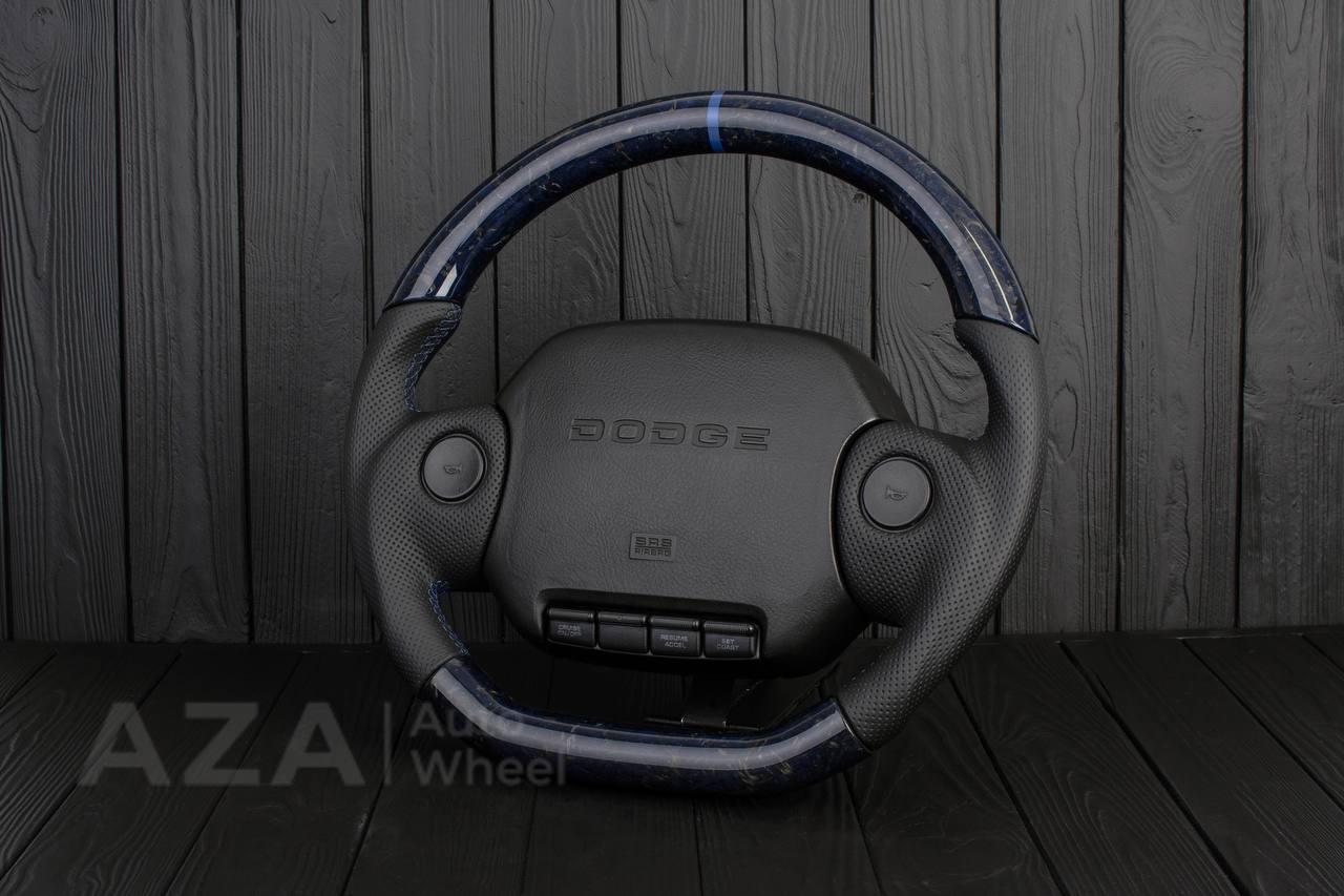 Steering wheel DODGE RAM 1994-1997 Forged blue carbon fiber/Napa italian leather/Blue stripe - Image 5