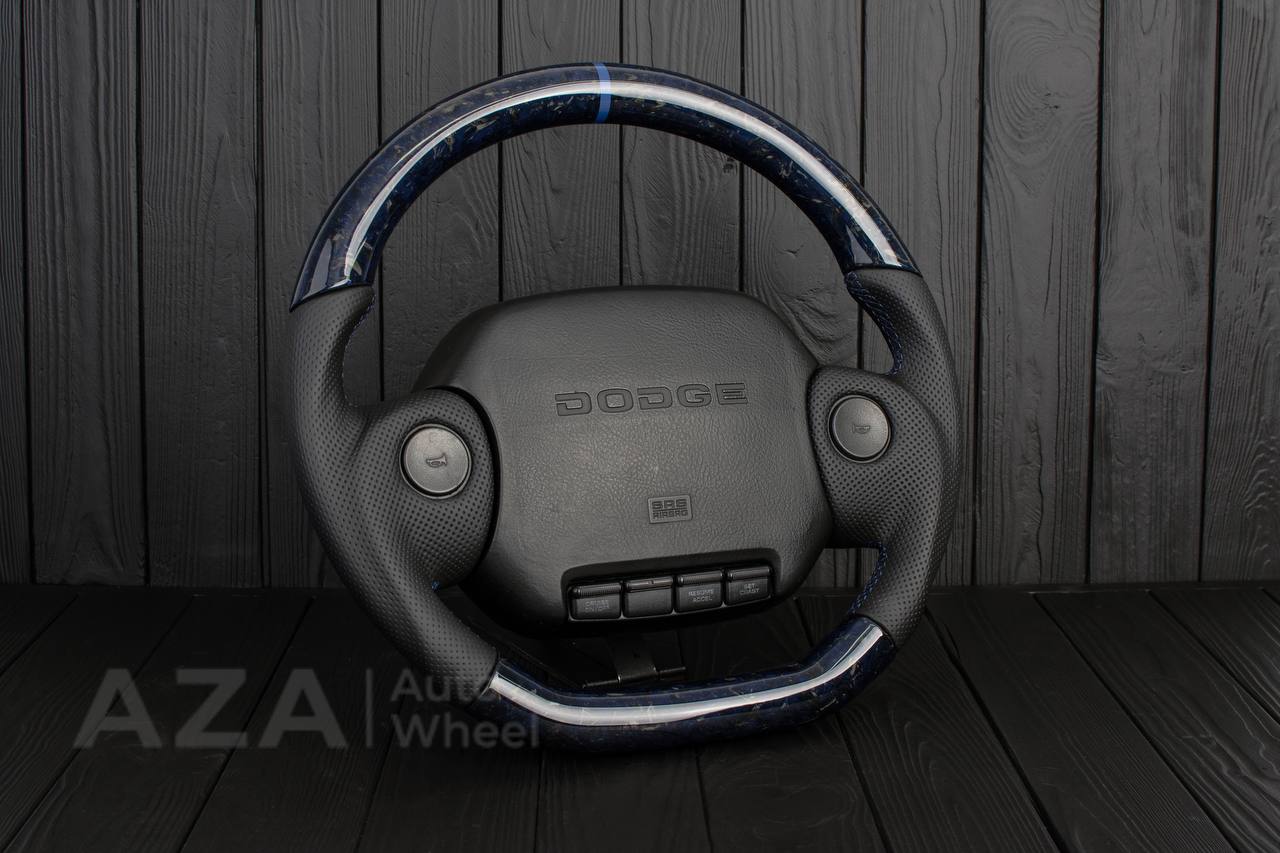 Steering wheel DODGE RAM 1994-1997 Forged blue carbon fiber/Napa italian leather/Blue stripe - Image 6