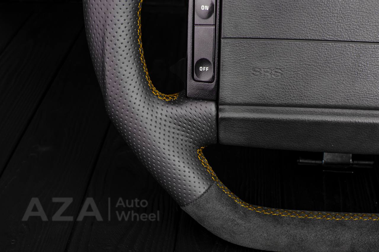 Steering Wheel Fox Body Ford Mustang GT Cobra SVT Saleen Roush Alcantara/Perforated leather/Gold stripe (can be any color stripe and stitching) - Image 10