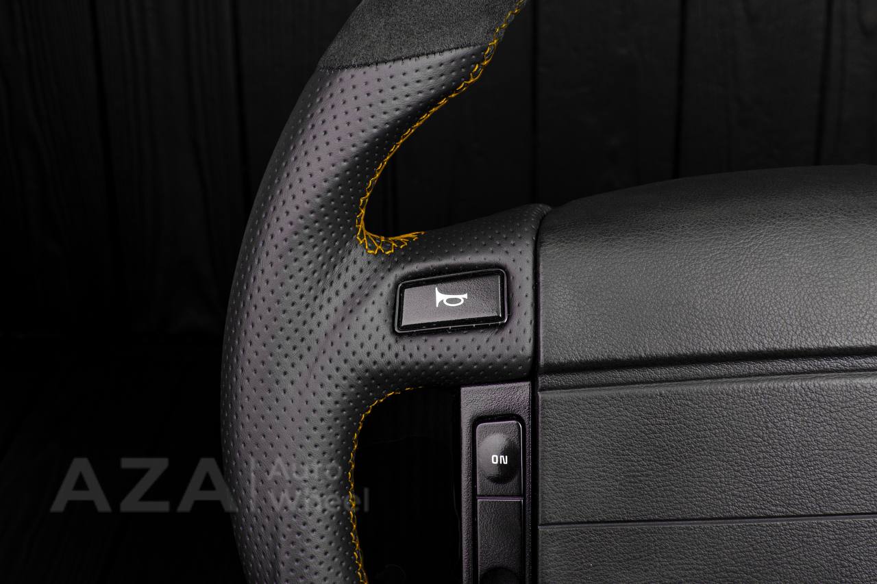 Steering Wheel Fox Body Ford Mustang GT Cobra SVT Saleen Roush Alcantara/Perforated leather/Gold stripe (can be any color stripe and stitching) - Image 9