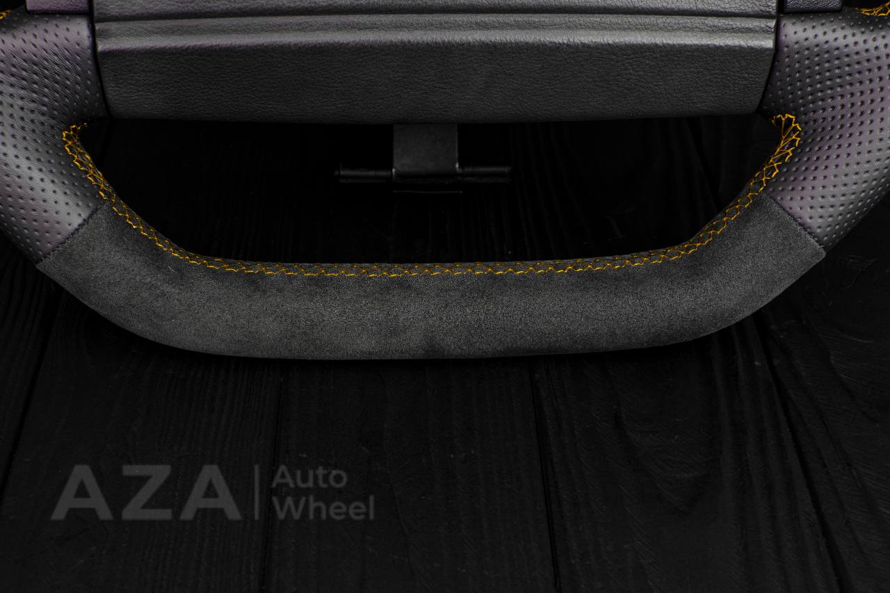 Steering Wheel Fox Body Ford Mustang GT Cobra SVT Saleen Roush Alcantara/Perforated leather/Gold stripe (can be any color stripe and stitching) - Image 8