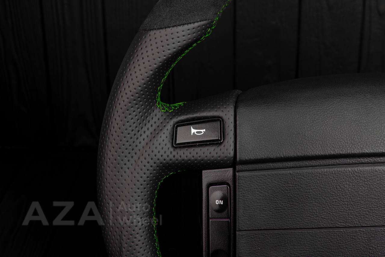 Steering Wheel Fox Body Ford Mustang GT Cobra SVT Saleen Roush Alcantara/Perforated leather/Green stripe (can be any color stripe and stitching) - Image 6