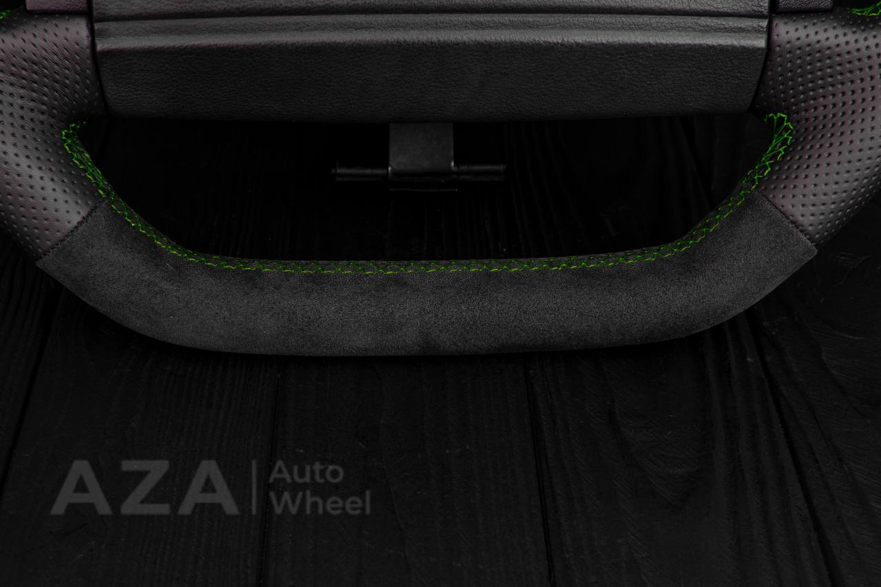 Steering Wheel Fox Body Ford Mustang GT Cobra SVT Saleen Roush Alcantara/Perforated leather/Green stripe (can be any color stripe and stitching) - Image 9