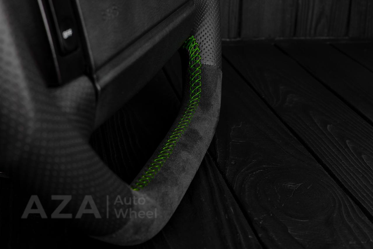 Steering Wheel Fox Body Ford Mustang GT Cobra SVT Saleen Roush Alcantara/Perforated leather/Green stripe (can be any color stripe and stitching) - Image 11