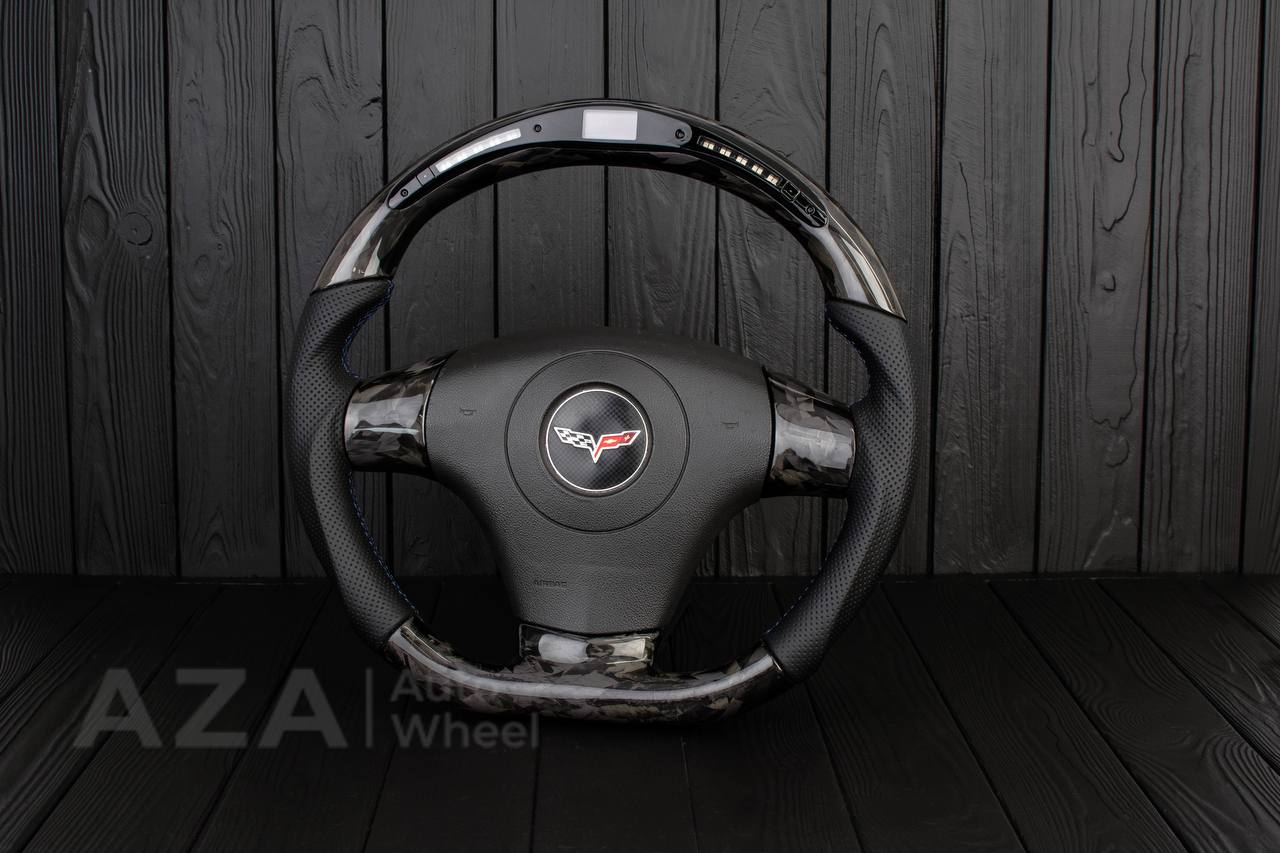 Steering wheel 2006-2011 Corvette C6 Forged carbon fiber/Perforated leather/Led screen - Image 2