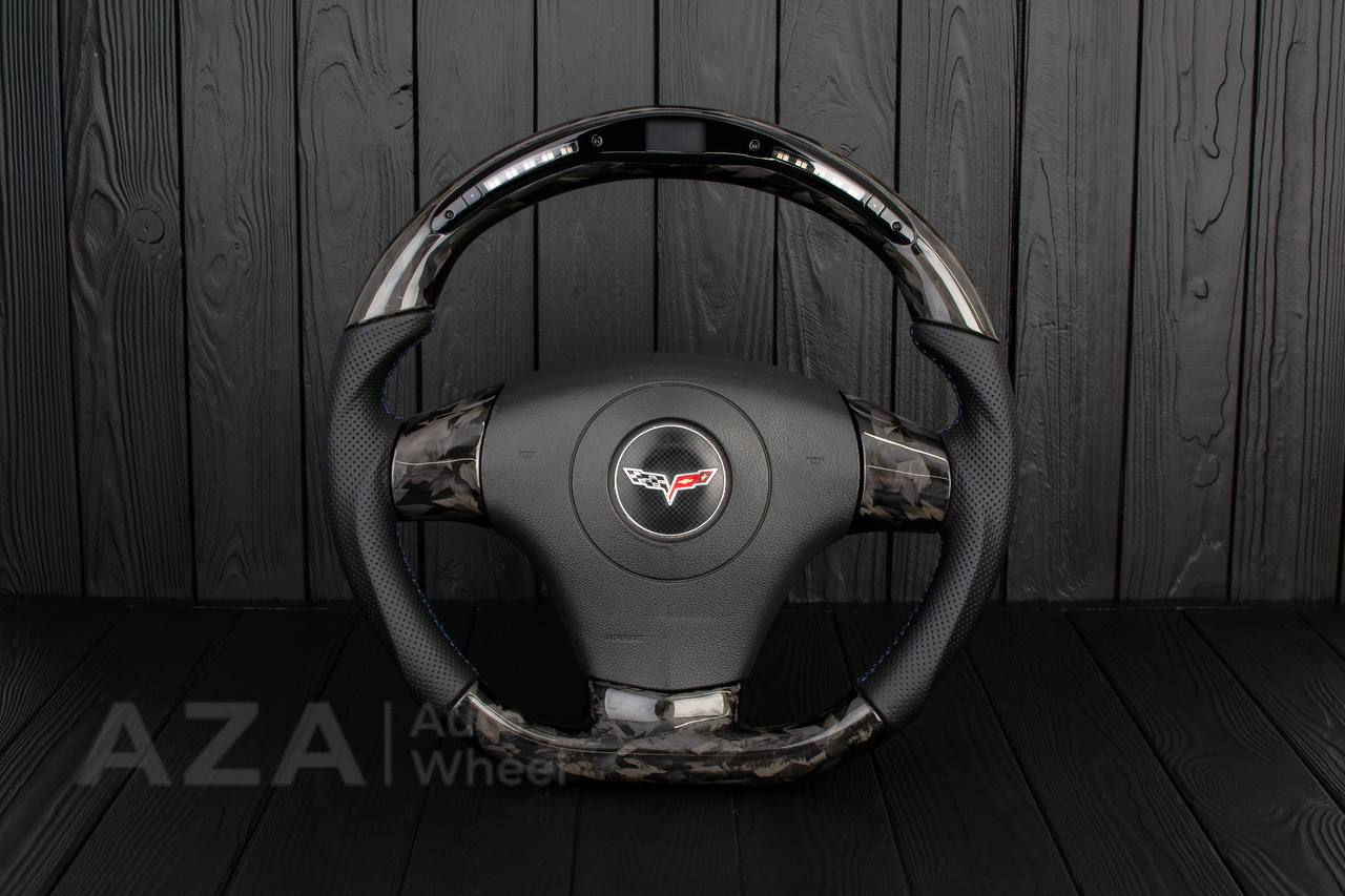 Steering wheel 2006-2011 Corvette C6 Forged carbon fiber/Perforated leather/Led screen