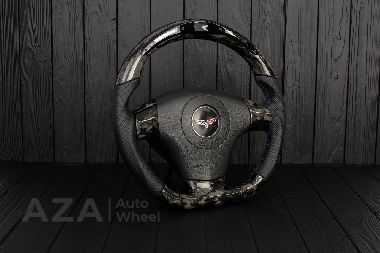Steering wheel 2006-2011 Corvette C6 Forged carbon fiber/Perforated leather/Led screen - Image 4