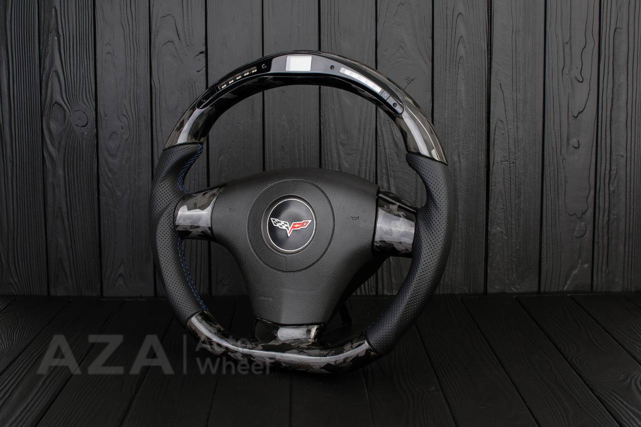 Steering wheel 2006-2011 Corvette C6 Forged carbon fiber/Perforated leather/Led screen - Image 5