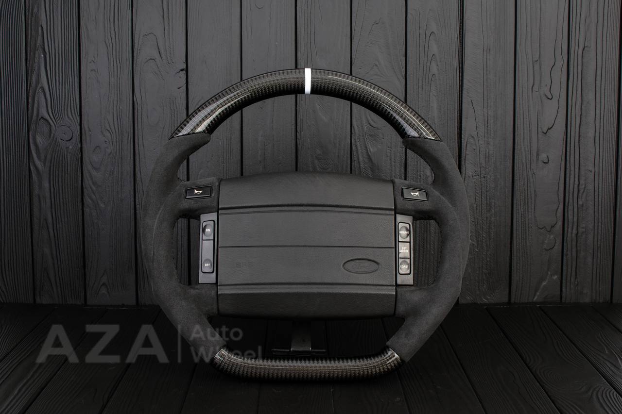 Steering Wheel Fox Body Ford Mustang GT Cobra SVT Saleen Roush Carbon fiber/Alcantara/White stripe (can be any color stripe and stitching)