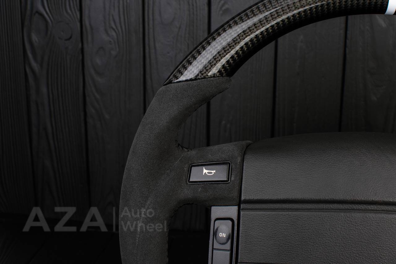 Steering Wheel Fox Body Ford Mustang GT Cobra SVT Saleen Roush Carbon fiber/Alcantara/White stripe (can be any color stripe and stitching) - Image 6
