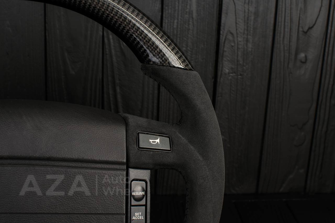 Steering Wheel Fox Body Ford Mustang GT Cobra SVT Saleen Roush Carbon fiber/Alcantara/White stripe (can be any color stripe and stitching) - Image 7
