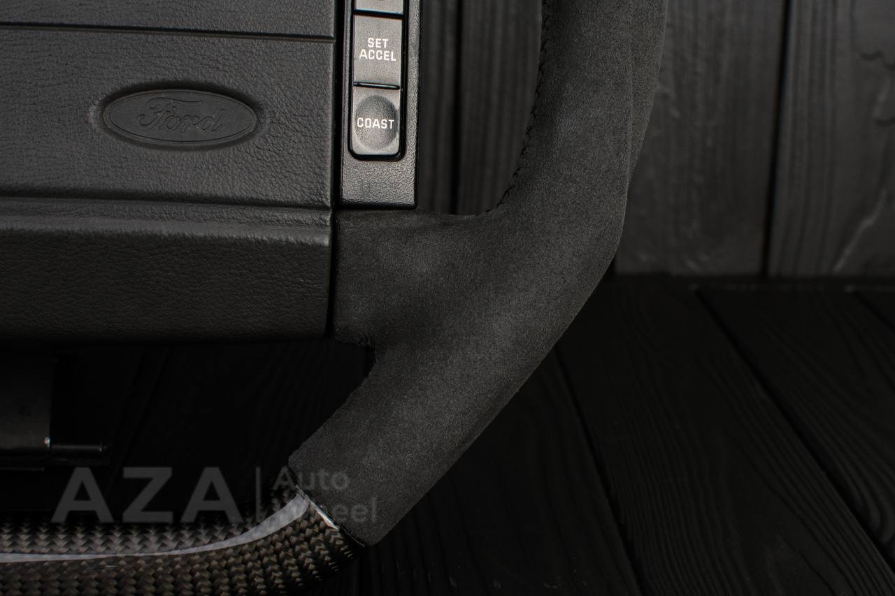Steering Wheel Fox Body Ford Mustang GT Cobra SVT Saleen Roush Carbon fiber/Alcantara/White stripe (can be any color stripe and stitching) - Image 9