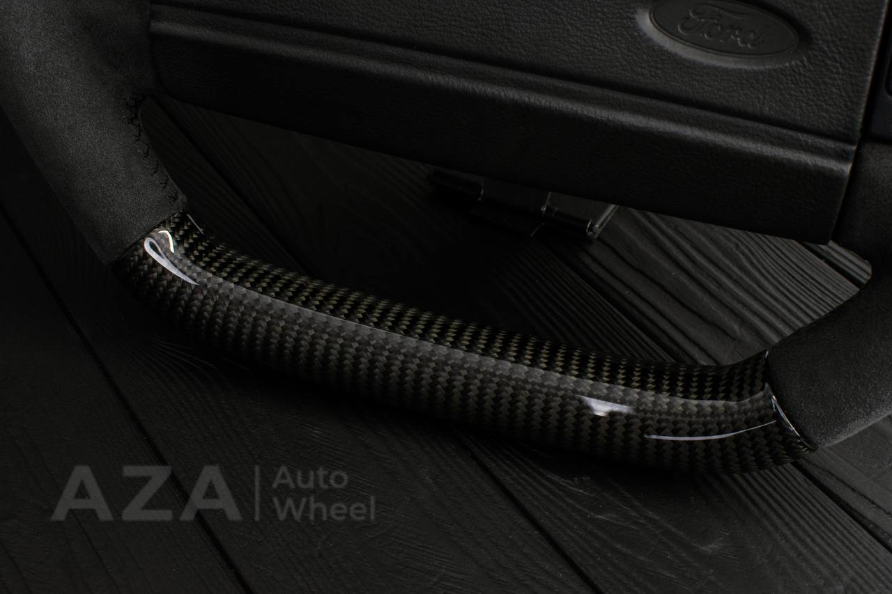 Steering Wheel Fox Body Ford Mustang GT Cobra SVT Saleen Roush Carbon fiber/Alcantara/White stripe (can be any color stripe and stitching) - Image 10