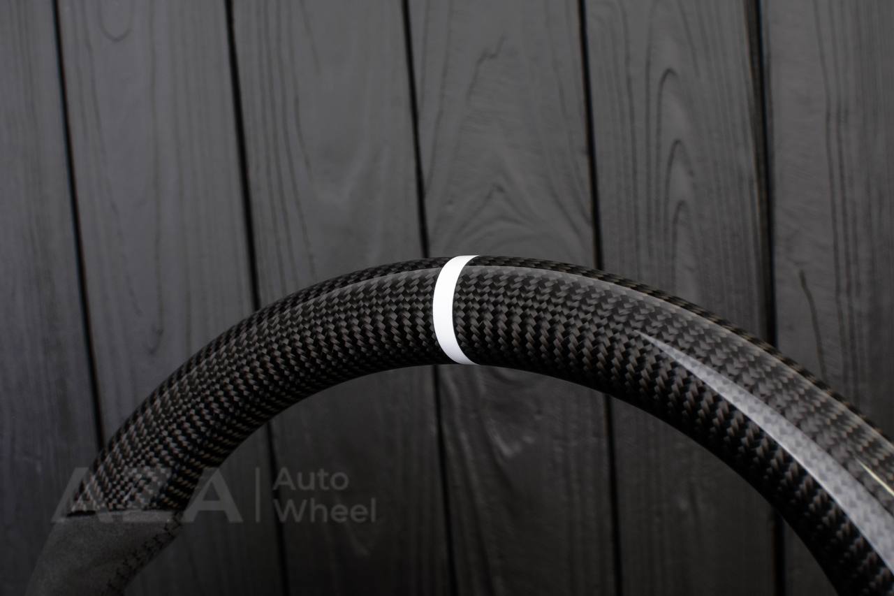 Steering Wheel Fox Body Ford Mustang GT Cobra SVT Saleen Roush Carbon fiber/Alcantara/White stripe (can be any color stripe and stitching) - Image 12